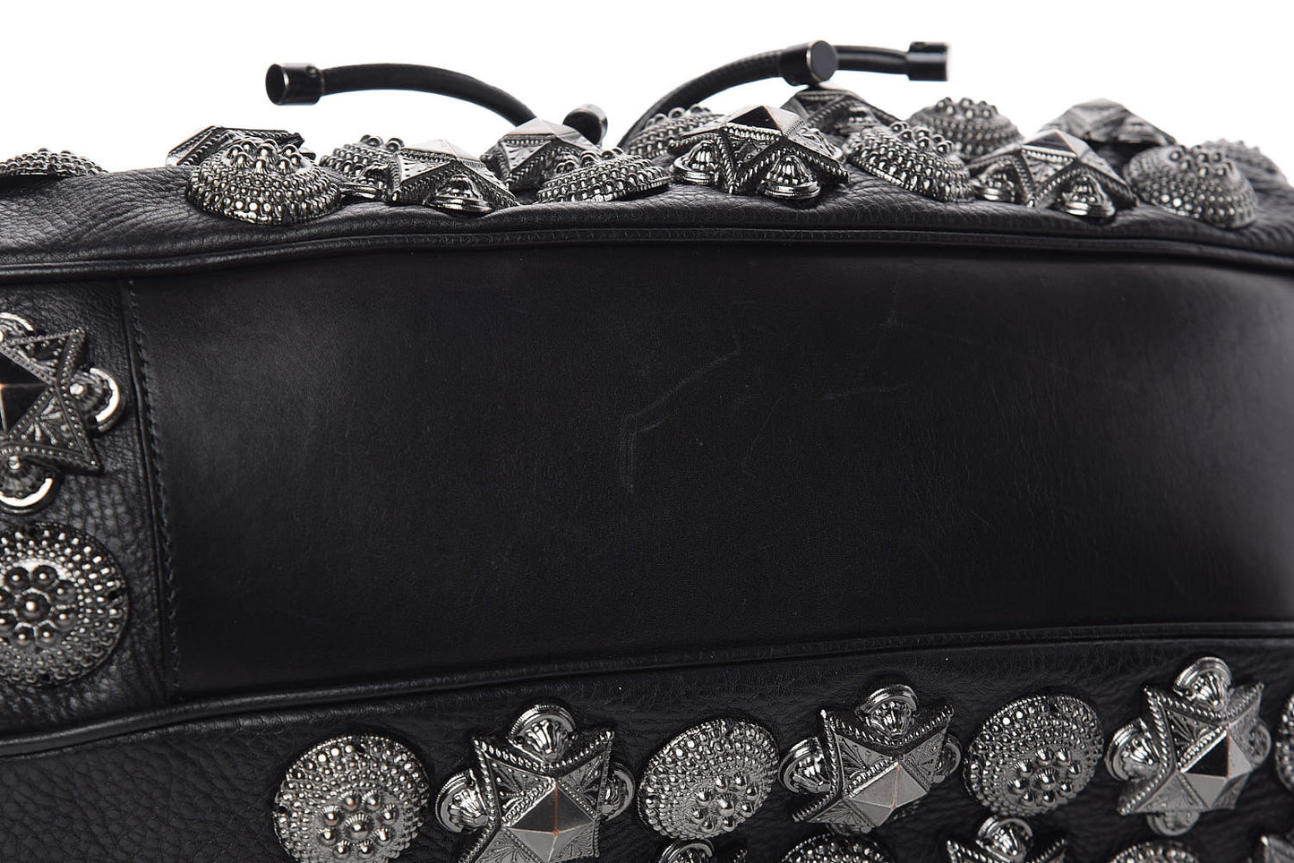 Calfskin Mason Warrior Studded Hobo Black