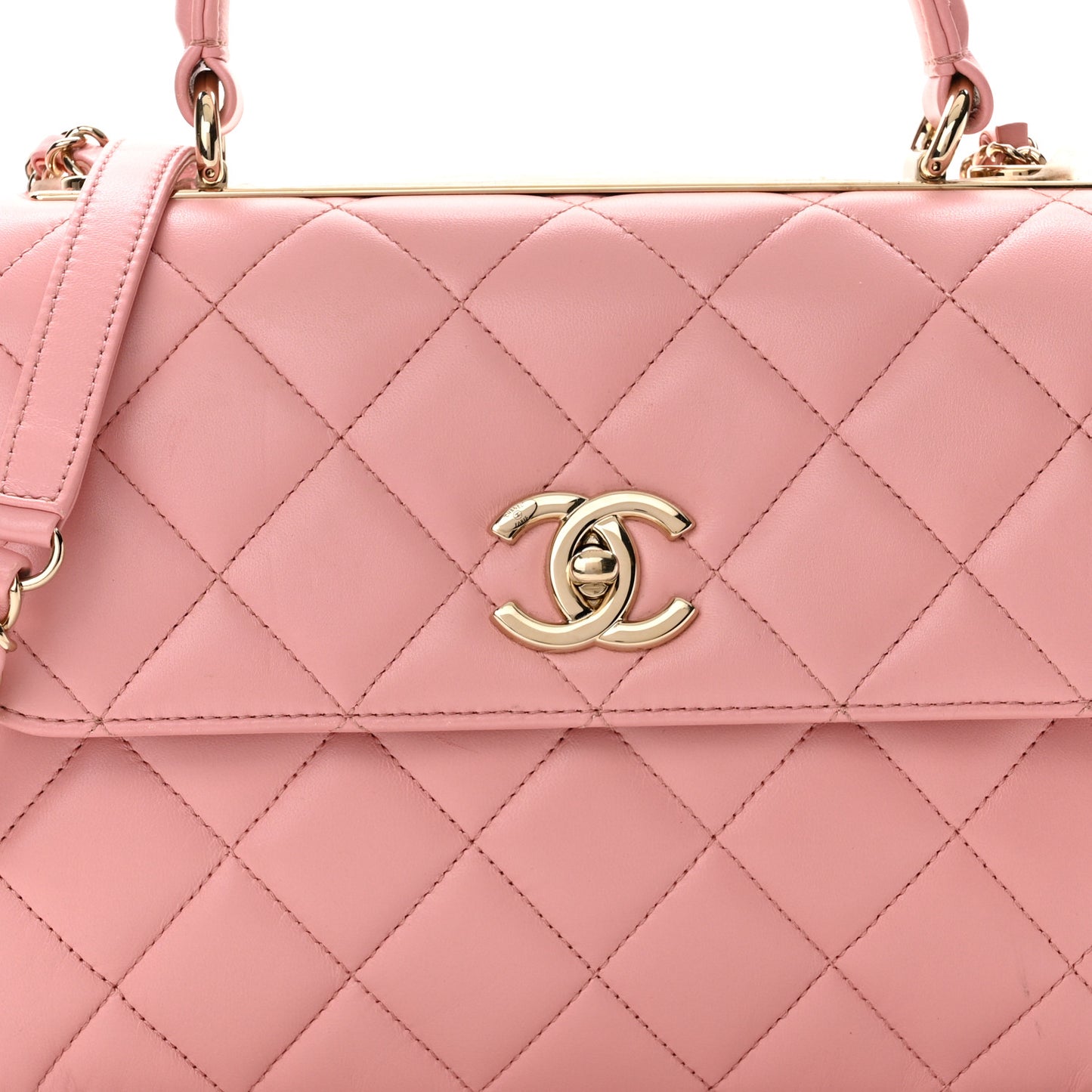 Lambskin Quilted Small Trendy CC Flap Dual Handle Bag Light Pink