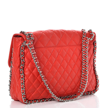 Chanel Washed Lambskin Quilted Maxi Chain Around Flap Red 3 of 7