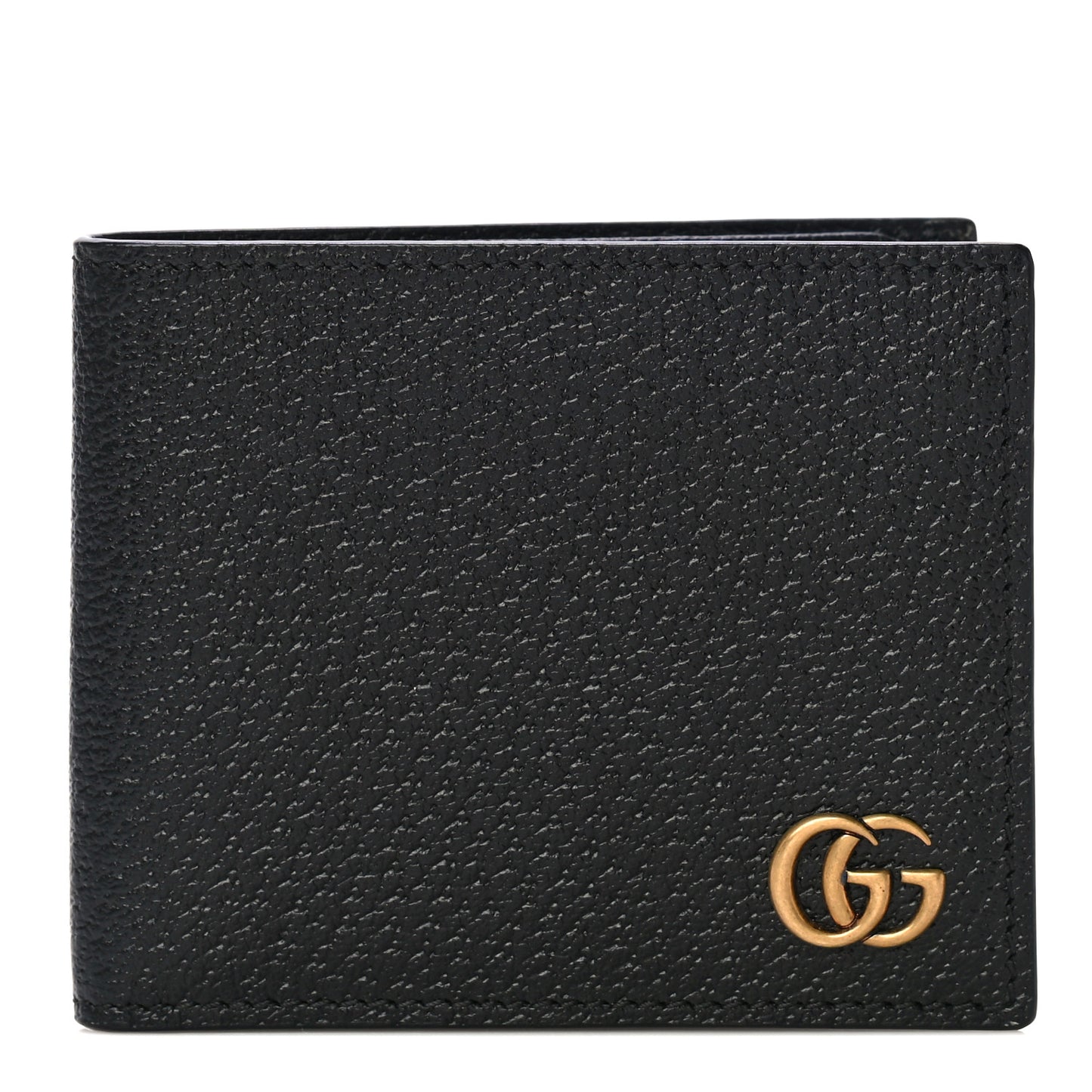 Calfskin Boar Effect GG Marmont Bi-Fold Wallet Black