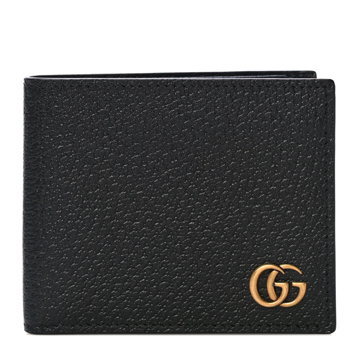 Gucci Calfskin Boar Effect GG Marmont Bi-Fold Wallet Black 1 of 9