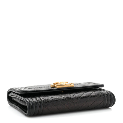 Chanel Caviar Chevron Quilted Boy Flap Card Holder Black 4 of 15