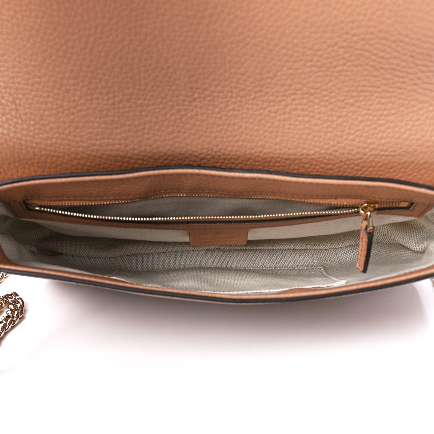 Pebbled Calfskin Medium Soho Flap Crossbody Camelia