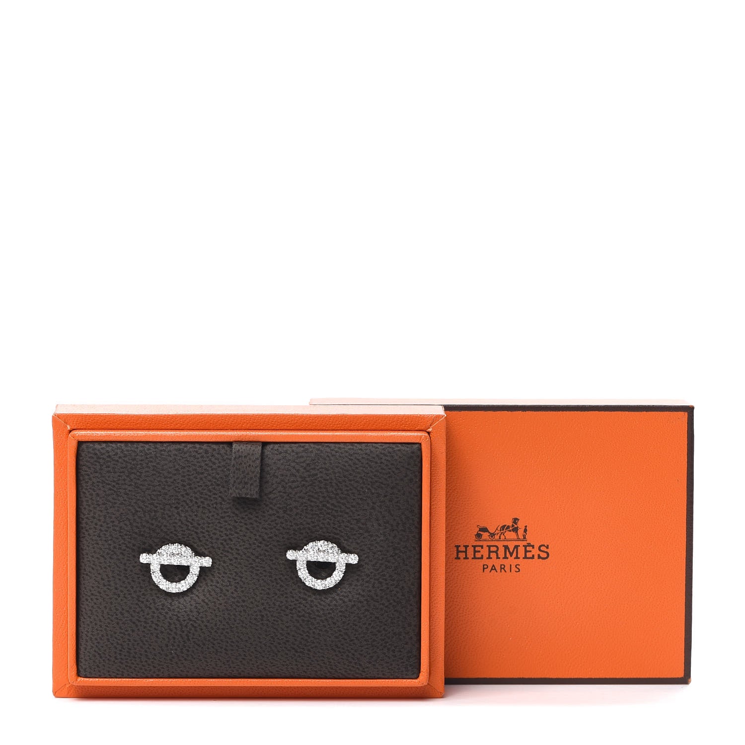 Hermes 18K White Gold Diamond Finesse Earrings 5 of 5