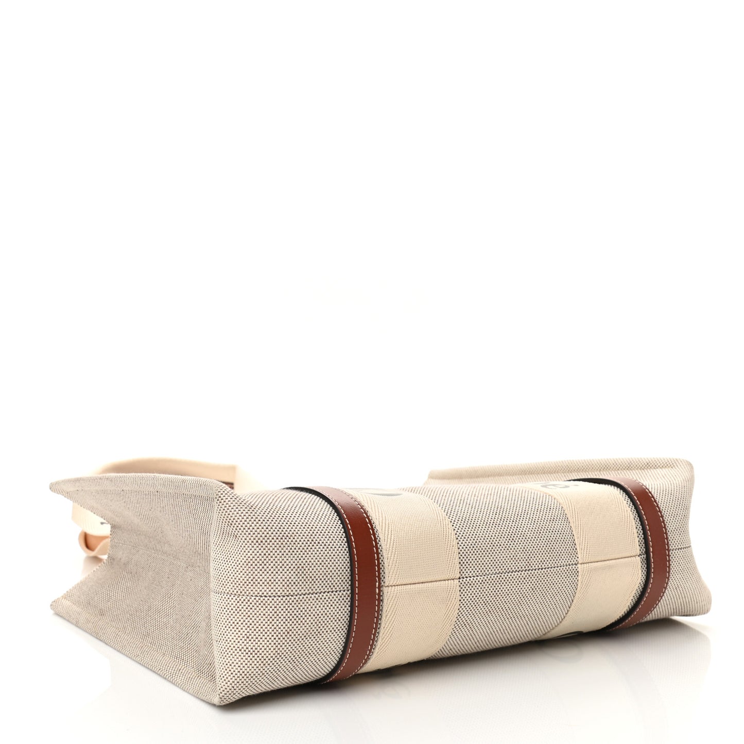 Cotton Calfskin Medium Woody Ribbon Tote White Brown