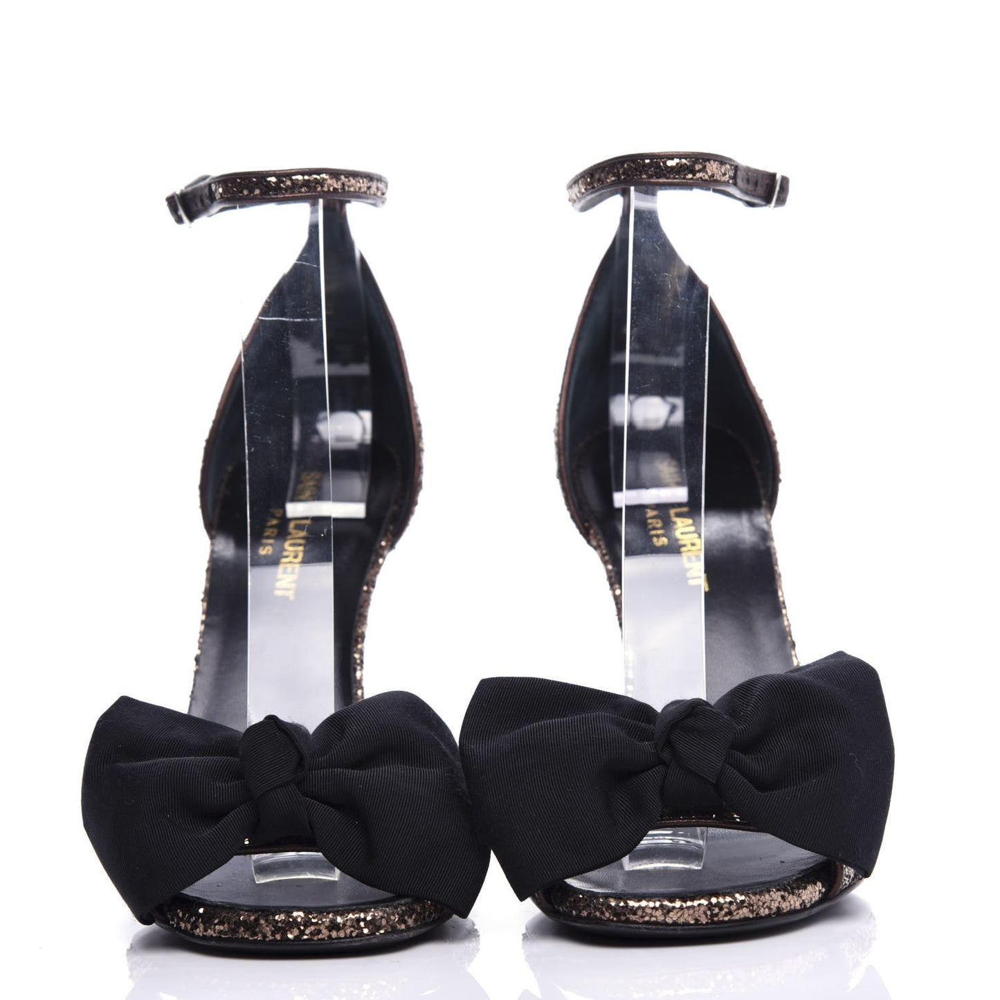 Glitter Grosgrain Jane 100 Bow Ankle Strap Sandals 36.5 Bronze