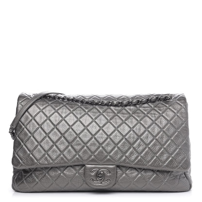 Chanel Metallic Calfskin Quilted XXL Travel Flap Bag Dark Silver 1 of 10