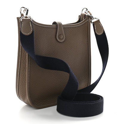 Hermes Taurillon Clemence Amazone Evelyne TPM Etoupe Bleu Indigo 3 of 9
