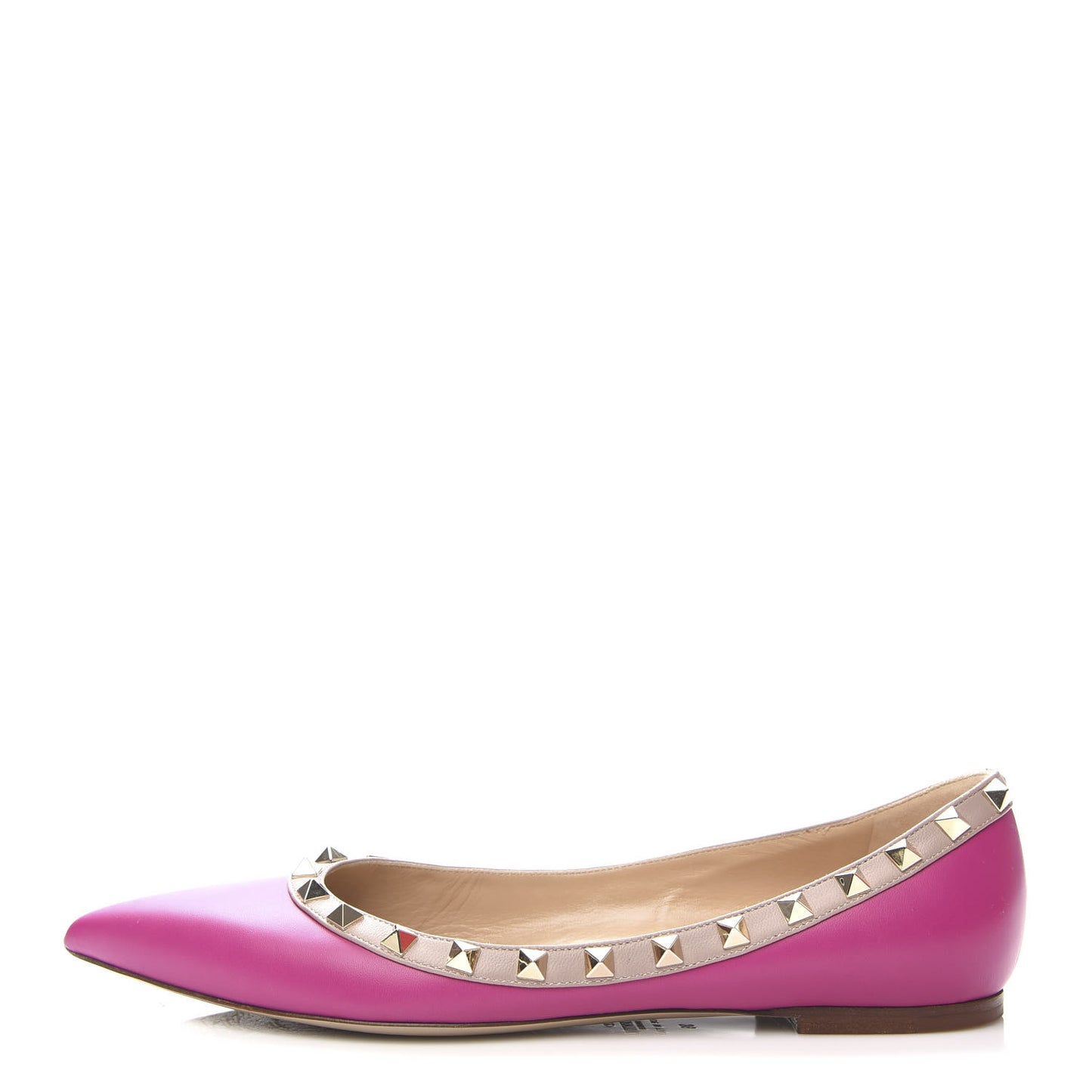 Calfskin Nappa Rockstud Ballerina Flats 39 Fuxia Poudre