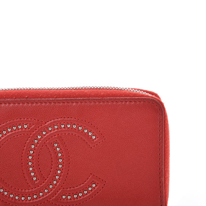 Chanel Lambskin Studded Small Timeless CC Zip Around Wallet Red 9 of 9