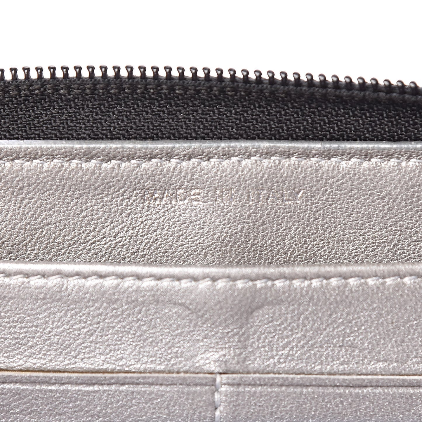 Lambskin Camellia Embossed Large Zip Around Gusset Wallet Black