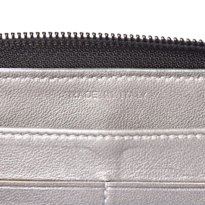 Chanel Lambskin Camellia Embossed Large Zip Around Gusset Wallet Black 7 of 13