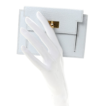 Hermes Chevre Mysore Kelly Pocket Compact Wallet Bleu Brume 2 of 8