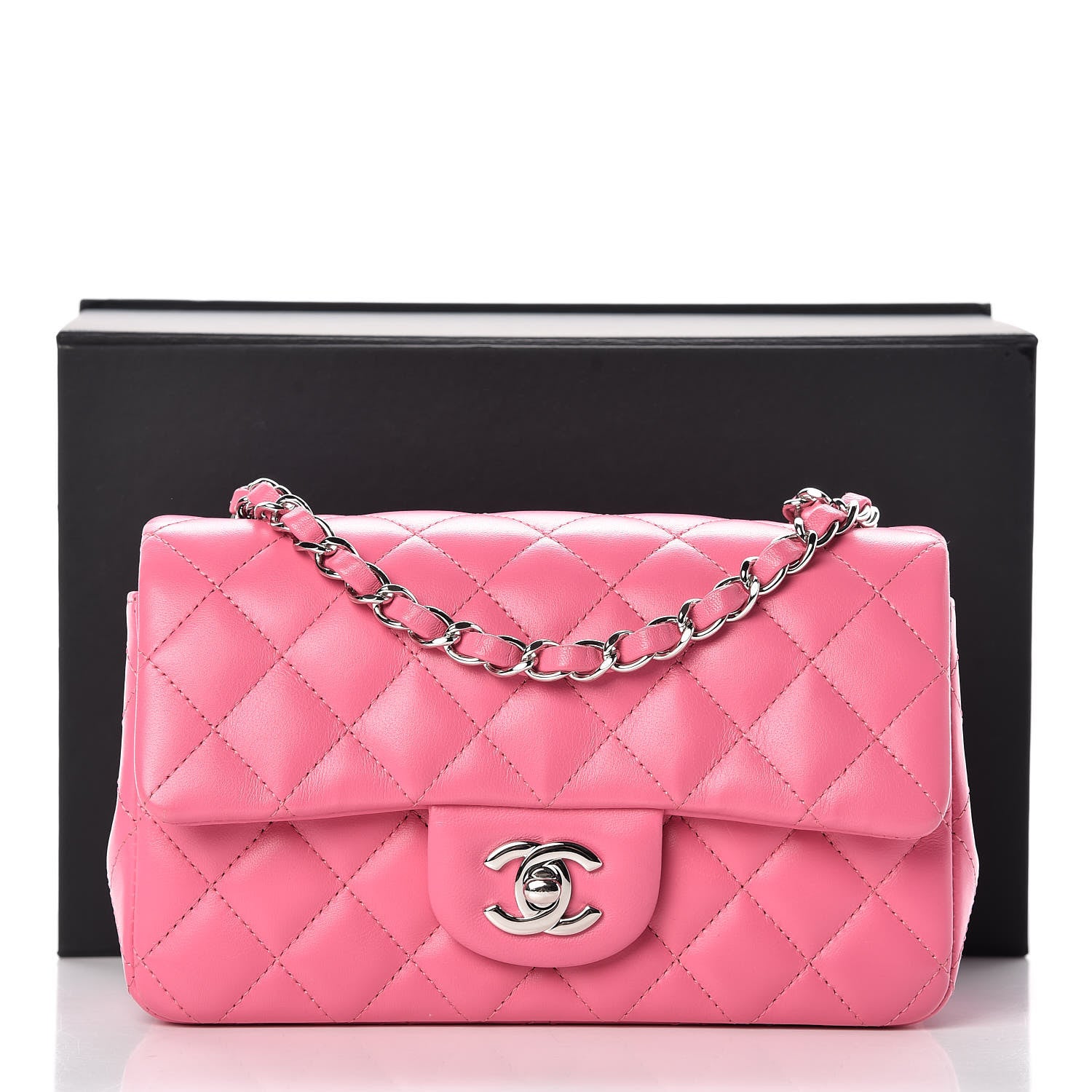 Chanel Lambskin Quilted Mini Rectangular Flap Pink 8 of 8