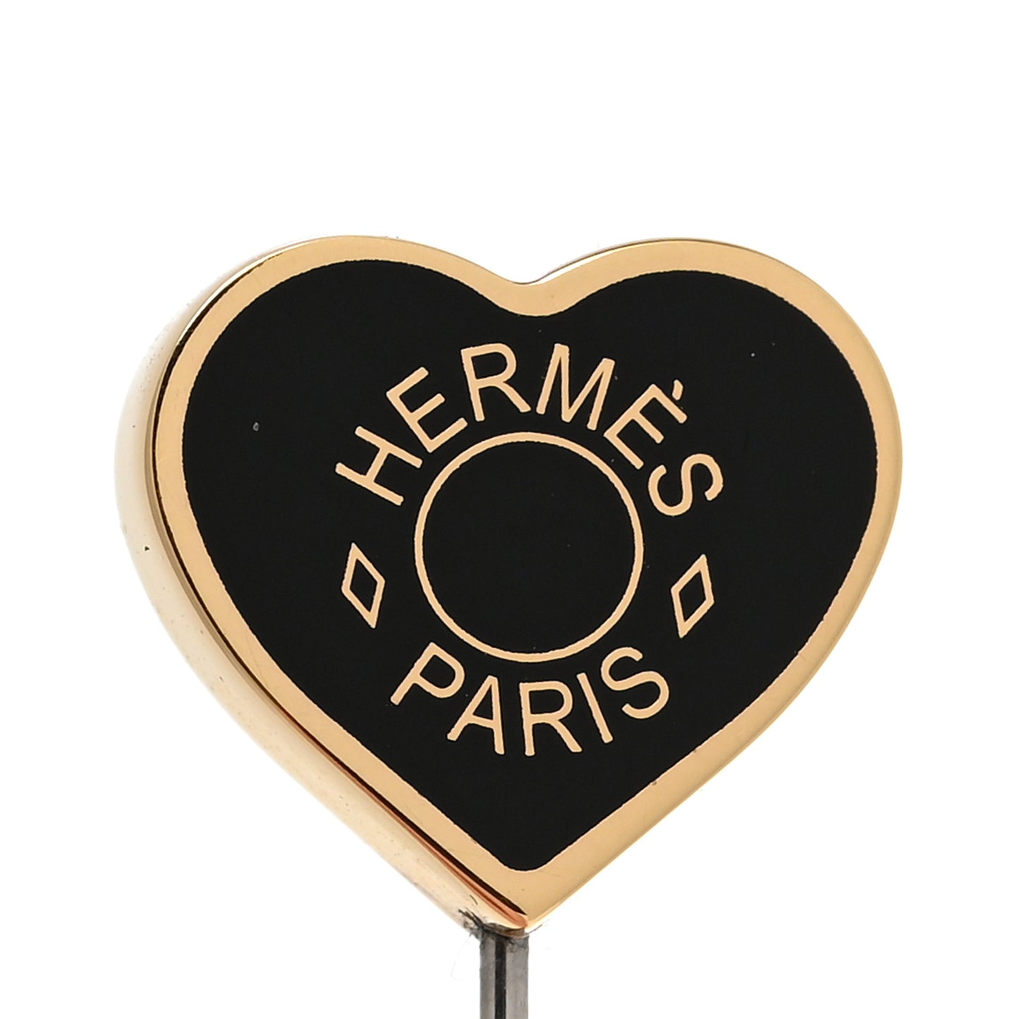 Lacquered Gold Clou De Coeur Hat Pin Black