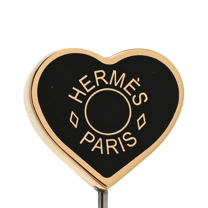 Hermes Lacquered Gold Clou De Coeur Hat Pin Black 3 of 4