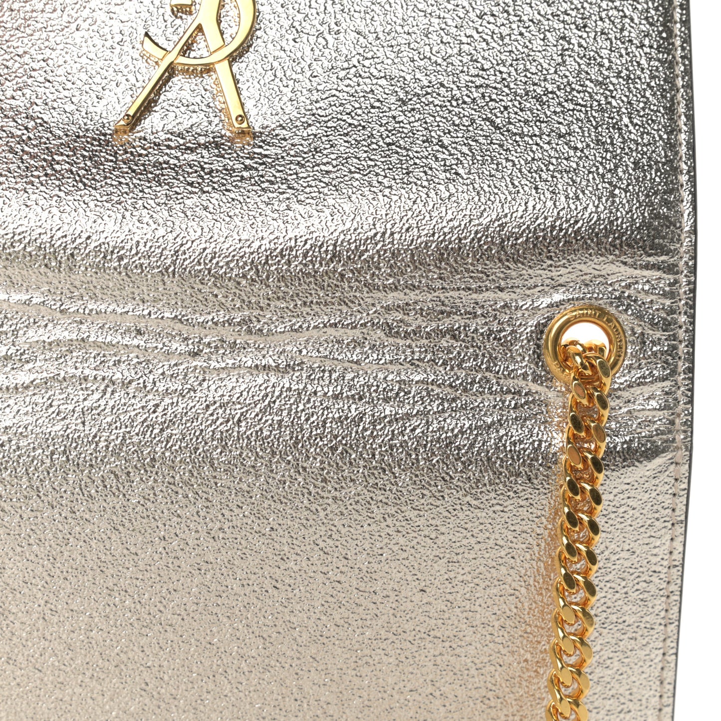 Metallic Calfskin Small Classic Monogram Kate Satchel Gold