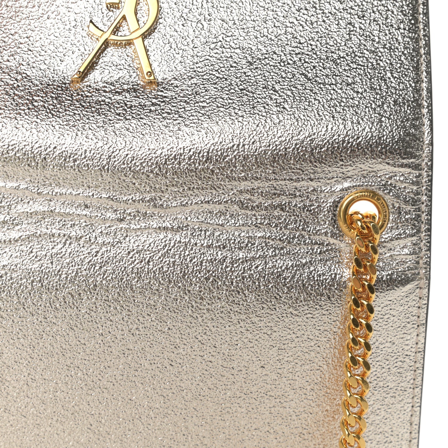 Saint Laurent Metallic Calfskin Small Classic Monogram Kate Satchel Gold 9 of 10