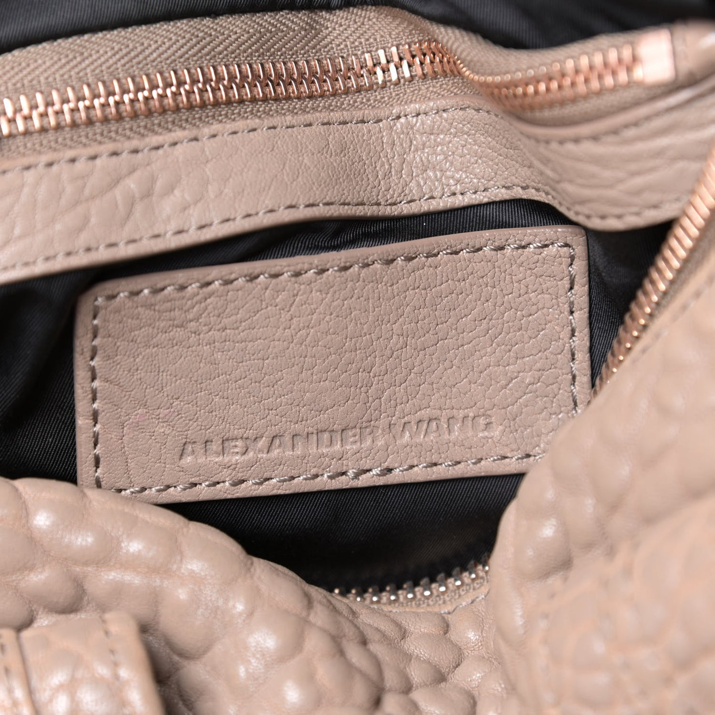 Pebbled Lambskin Rocco Latte Rose Gold Hardware