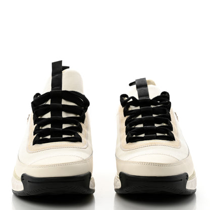 Chanel Velvet Calfskin Mixed Fibers Mens CC Sneakers 43 Ivory Black 2 of 10