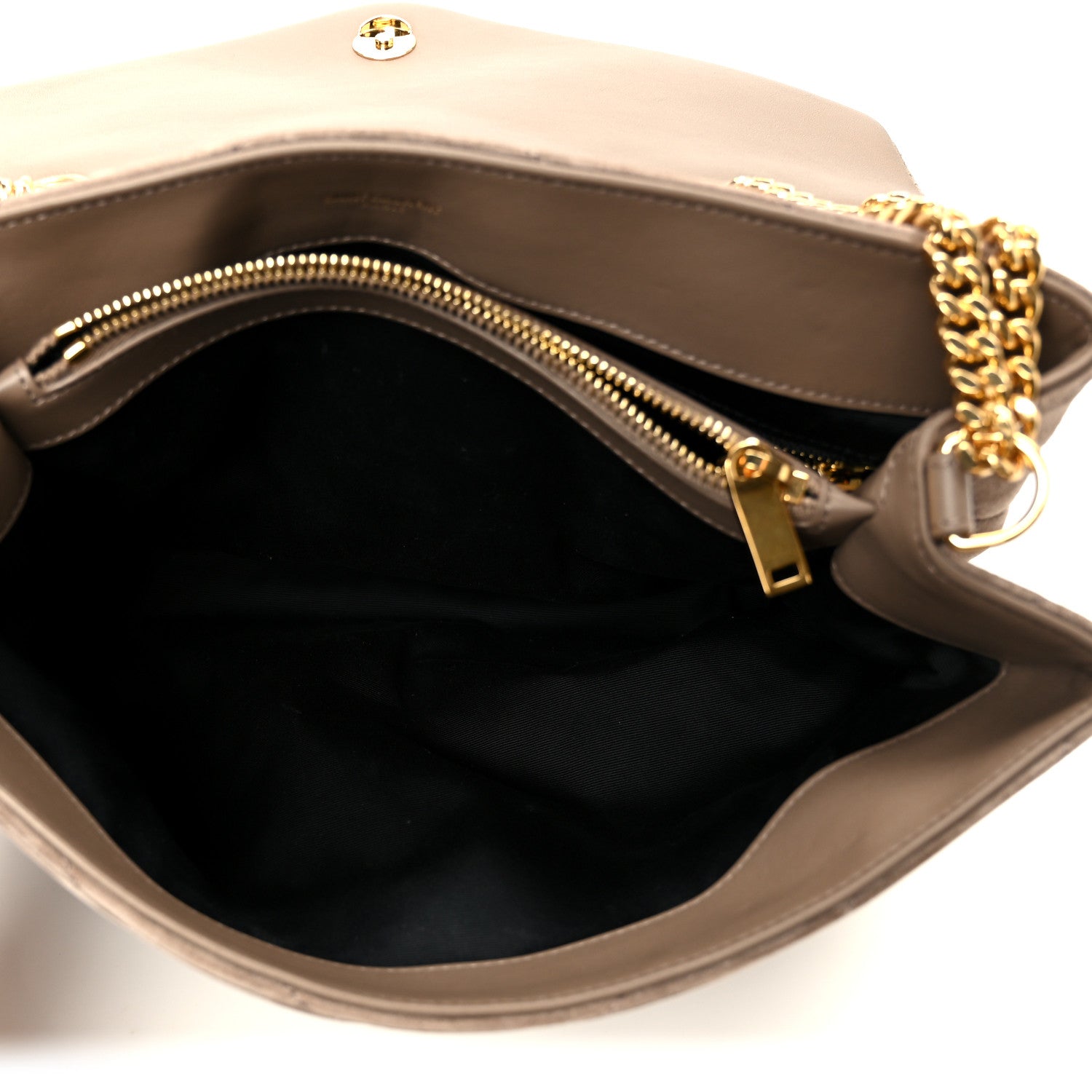 Saint Laurent Suede Y Quilted Monogram Medium Loulou Chain Satchel Taupe 5 of 12
