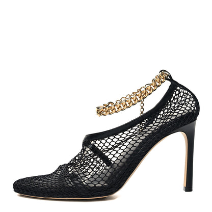 Bottega Veneta Mesh Nappa Chunky Chain Sandals 40.5 Black 1 of 8