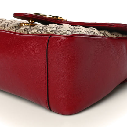 Gucci Monogram Azalea Calfskin Matelasse Diagonal Small GG Marmont Top Handle Shoulder Bag Beige Ebony New Cherry Red 7 of 13
