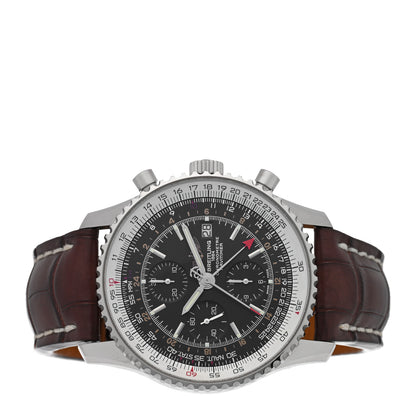 Breitling Stainless Steel Alligator 46mm Navitimer 1884 Limited Edition Chronograph Automatic Watch Black A24322 2 of 5