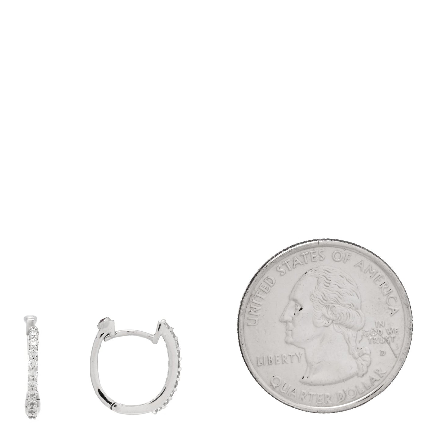 18K White Gold Diamond Pave Huggie Earrings