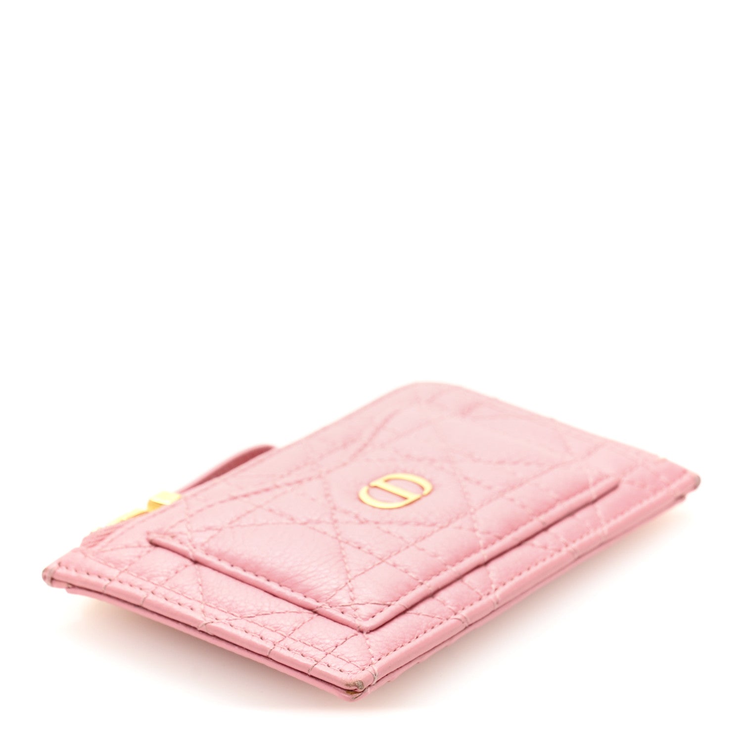 Christian Dior Supple Calfskin Cannage Caro Cosmos Zipped Card Holder Pink 4 of 10