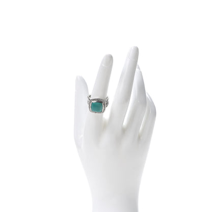 David Yurman Sterling Silver Diamond Turquoise 11mm Albion Ring 54 7 2 of 6