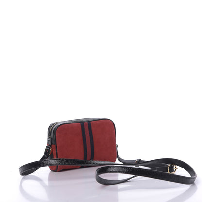Gucci Suede Patent Web Mini Ophidia Shoulder Bag Red 3 of 12