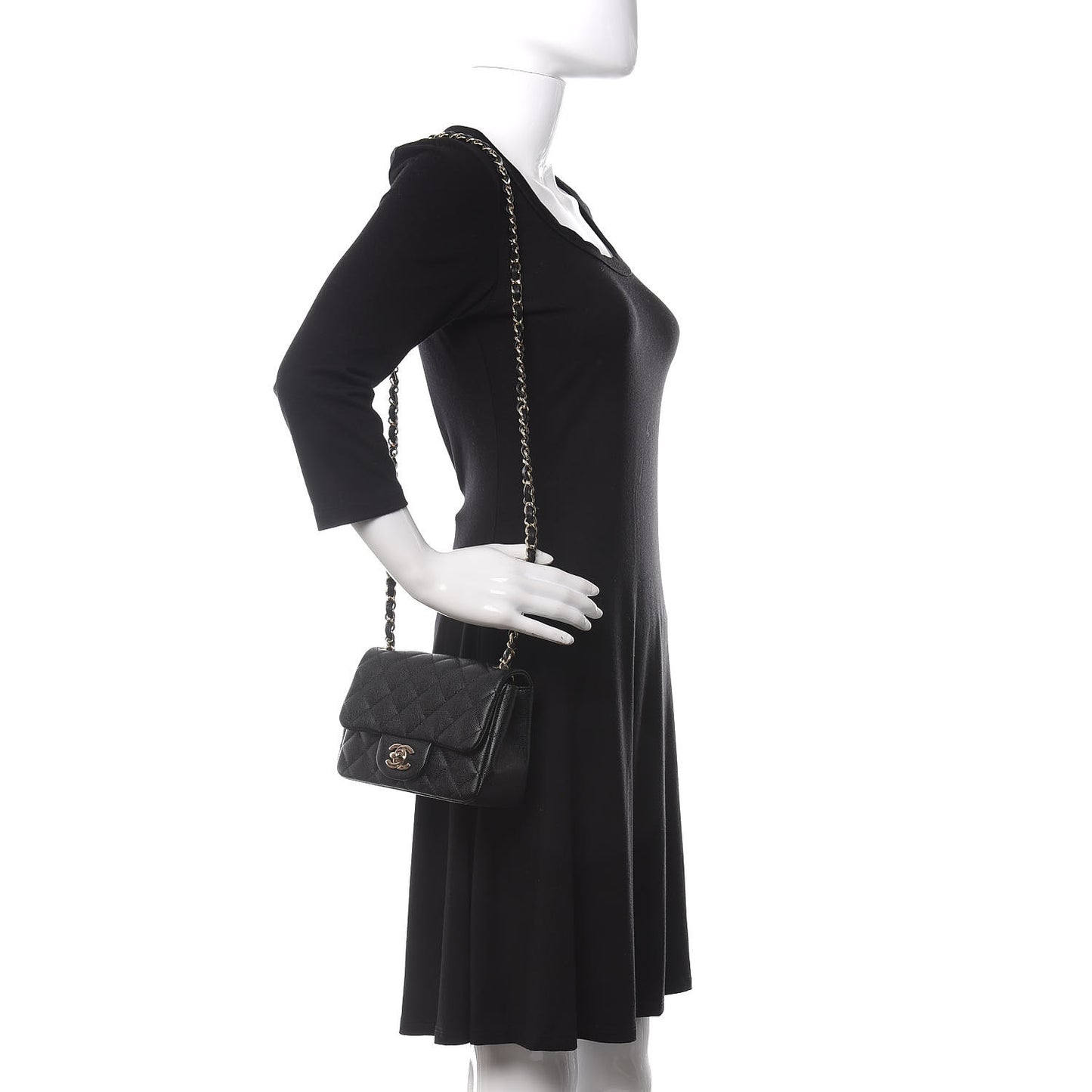 Caviar Quilted Mini Square Flap Black
