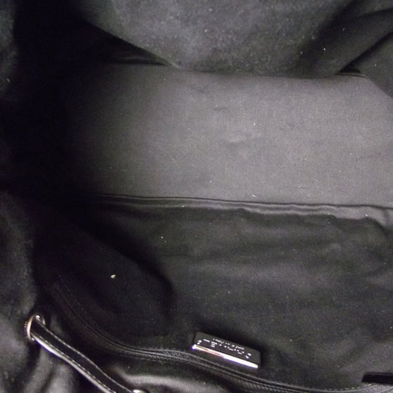 Pony Hair Quilted Drawstring Tote Black