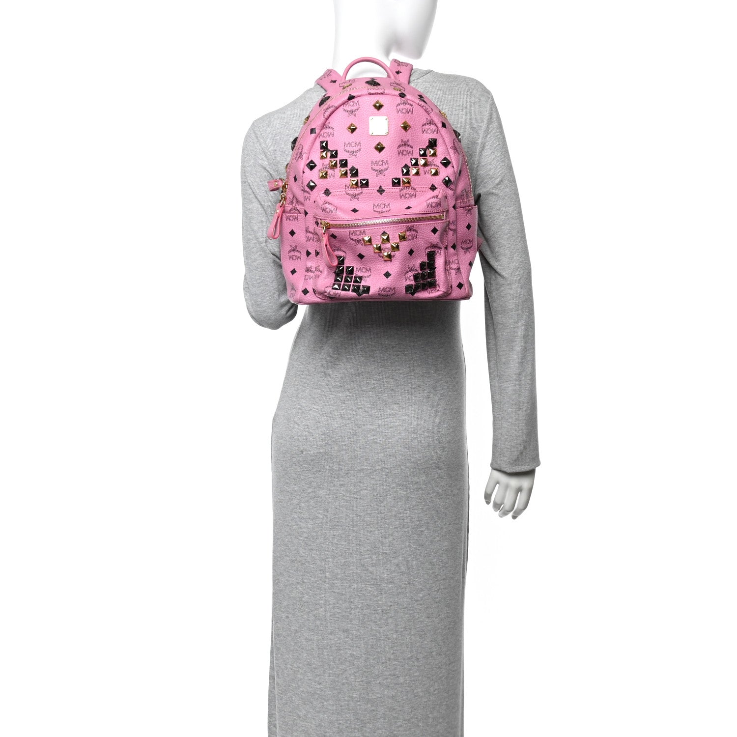 MCM Visetos Studded Small Stark M Backpack Pink 2 of 13