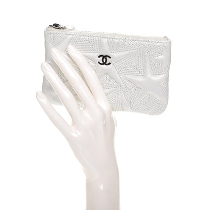 Chanel Metallic Lambskin Star Embossed Coin Purse Case Silver 2 of 8