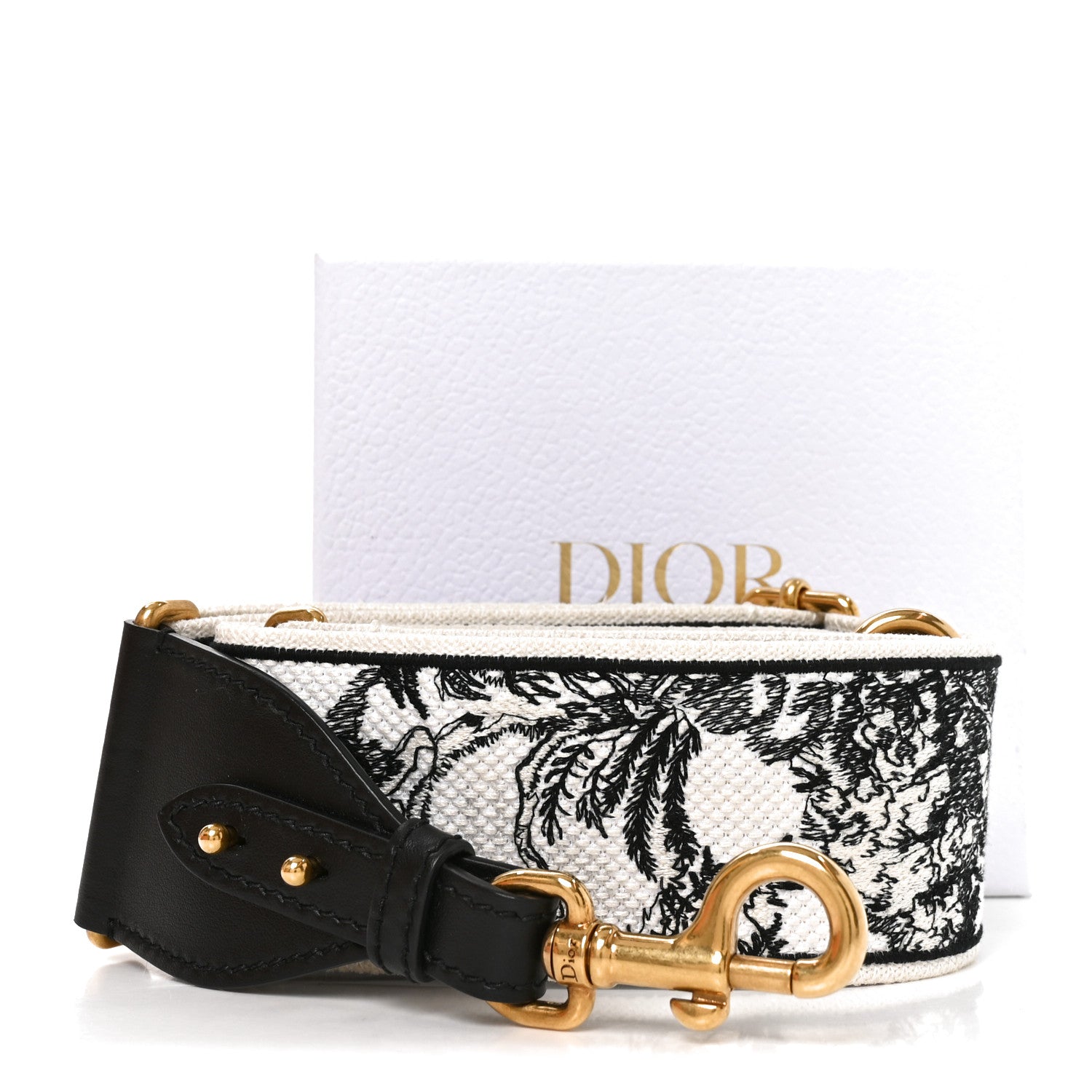 Christian Dior Canvas Embroidered Toile de Jouy Soleil Shoulder Strap Black White Blue 5 of 5