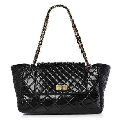 Chanel Glazed Crinkled Lambskin Large East West Flap Black 1 of 10