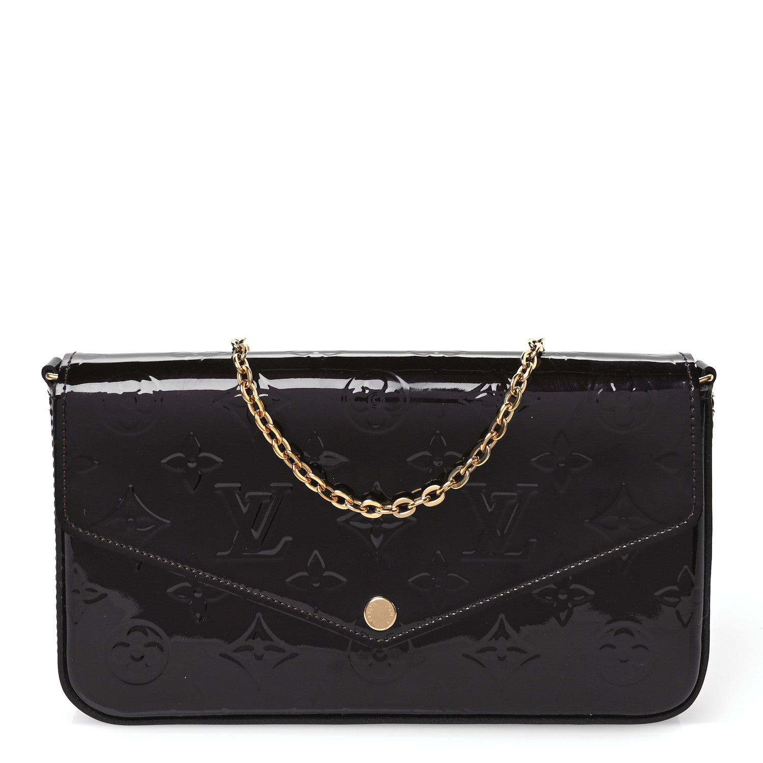 Louis Vuitton Vernis Pochette Felicie Chain Wallet Amarante 1 of 11
