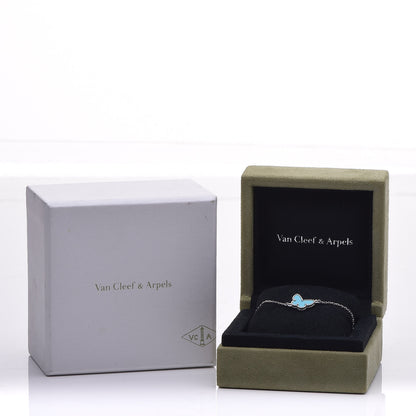 Van Cleef & Arpels 18K White Gold Turquoise Sweet Alhambra Butterfly Bracelet 8 of 8