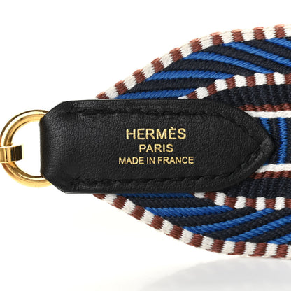 Hermes Toile Swift 50mm Sangle Cavale Shoulder Strap Bleu Zellige Indigo Black 4 of 5