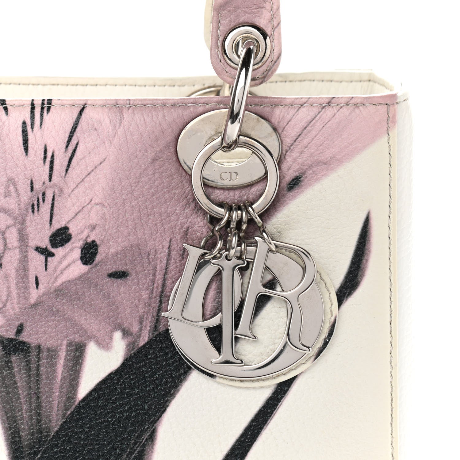 Christian Dior Deerskin Floral Printed Medium Lady Dior White 8 of 13