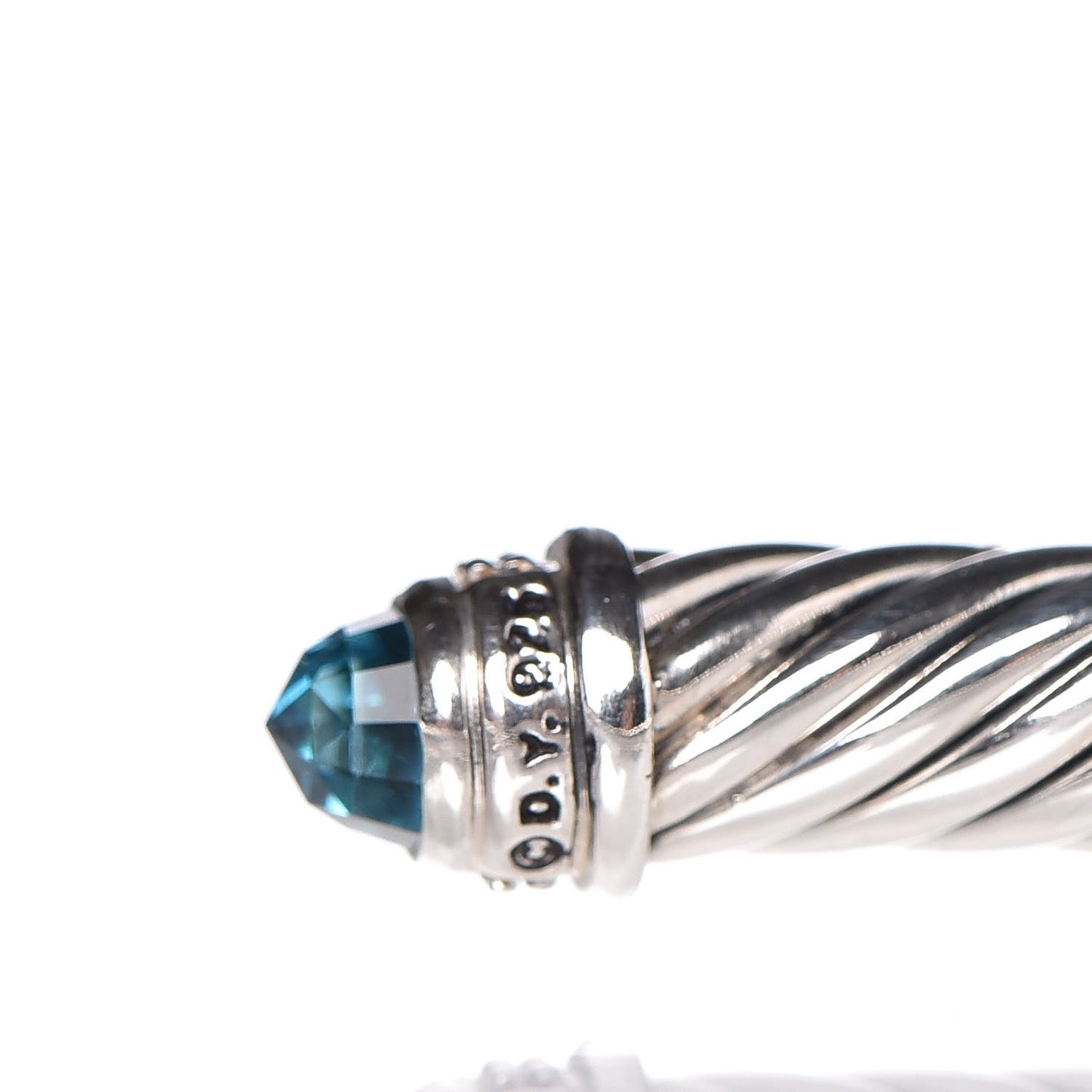 Sterling Silver Diamond Blue Topaz 5mm Cable Classics Bracelet