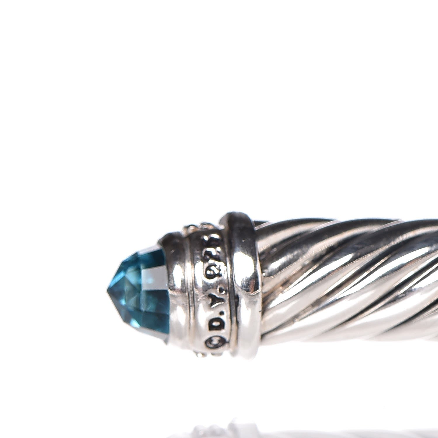 David Yurman Sterling Silver Diamond Blue Topaz 5mm Cable Classics Bracelet 5 of 5