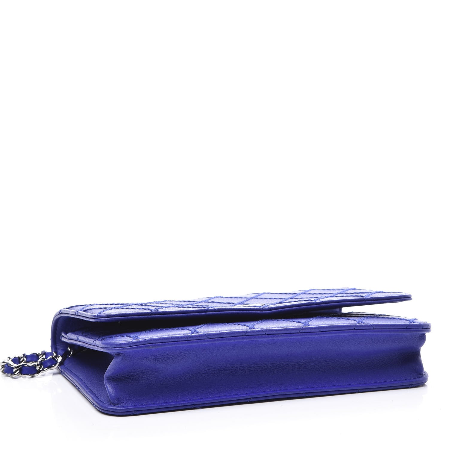 Chanel Calfskin Quilted Fancy CC Wallet On Chain WOC Blue 3 of 10