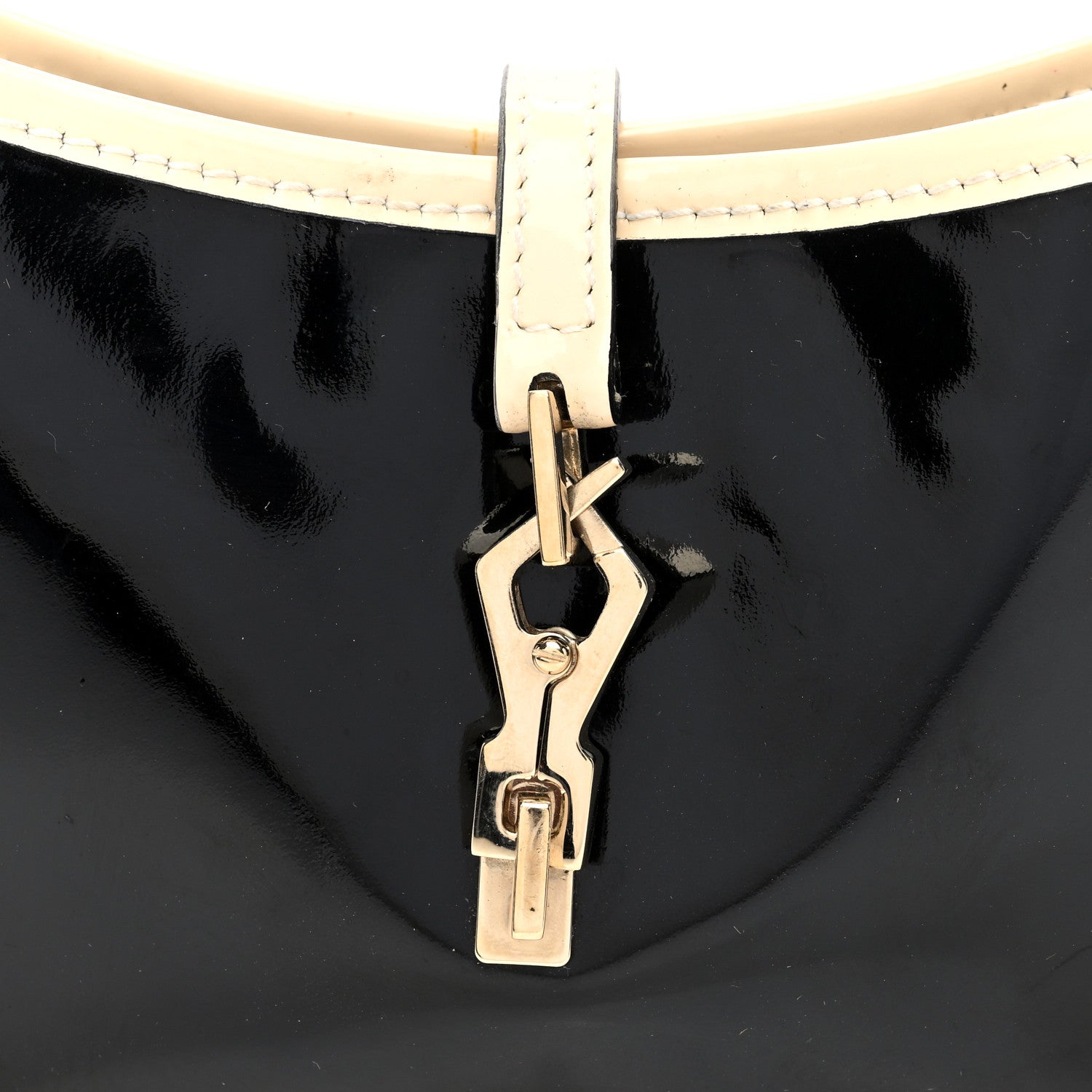 Gucci Patent Micro Jackie O Hobo Black White 8 of 10