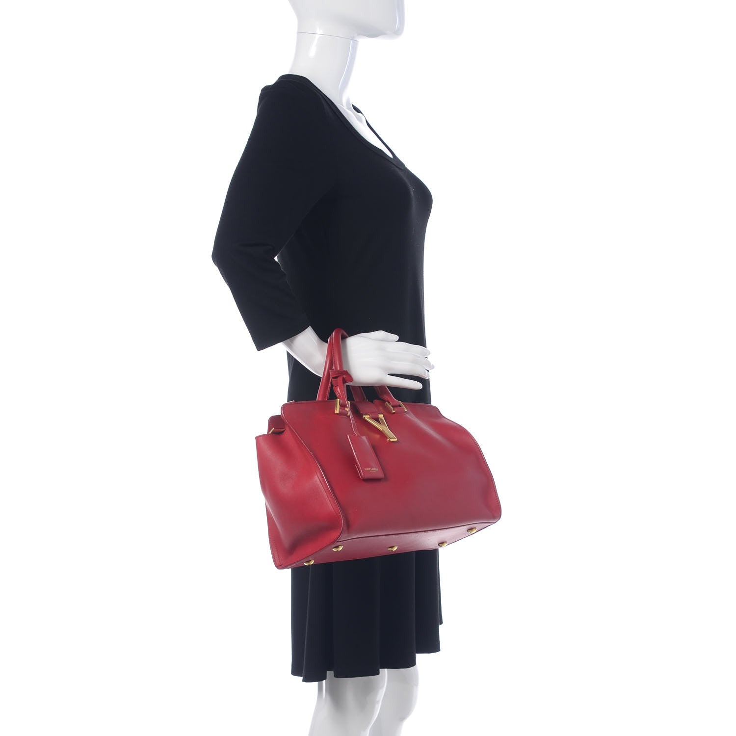 Saint Laurent Calfskin Small Classic Y Cabas Rouge Orient 2 of 20