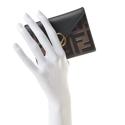 Fendi Vitello Cruise F is Fendi Bi-Color FF 1974 Embossed Small Envelope Pouch Maya Black 2 of 7