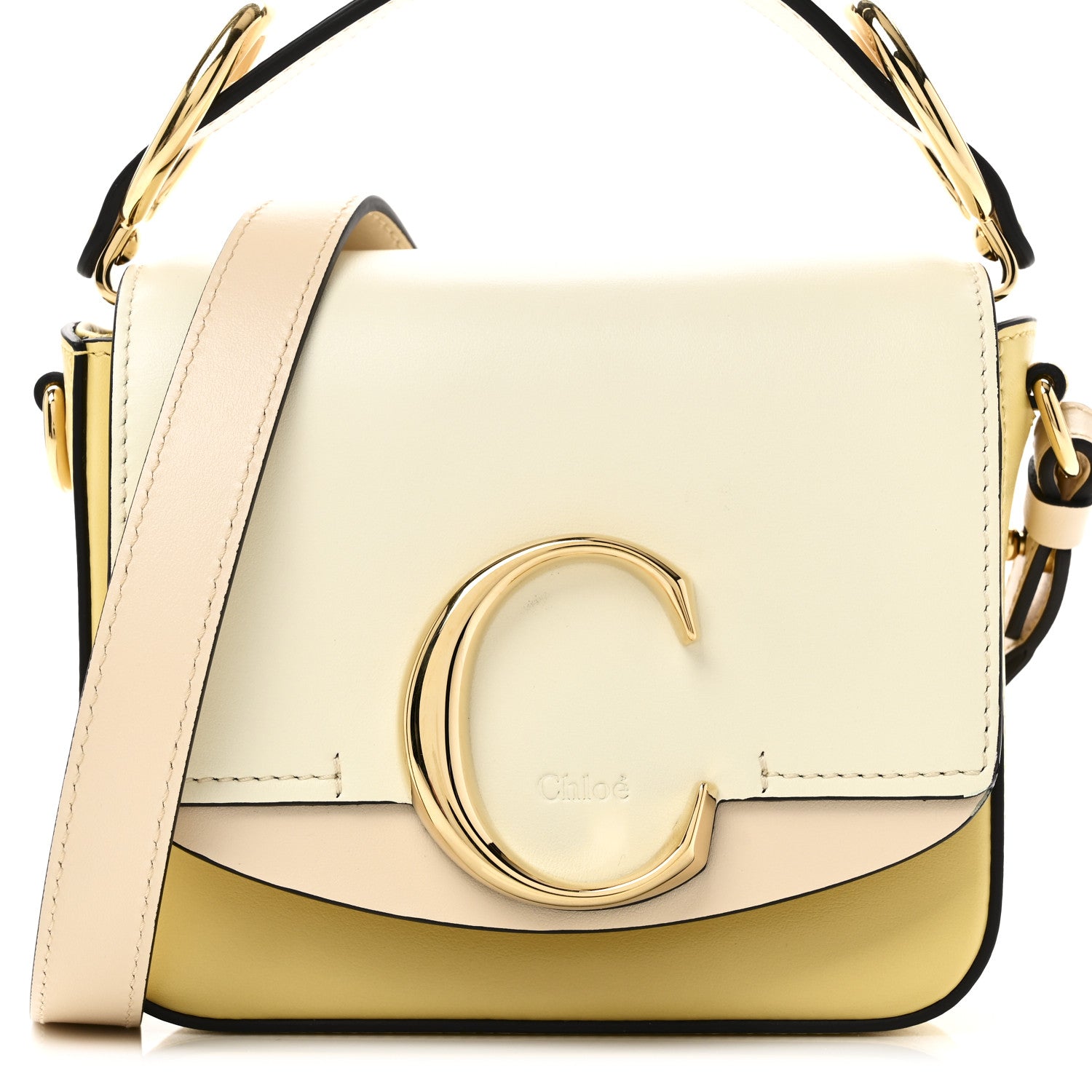 Chloe Calfskin Mini C Double Carry Yellow White Beige 7 of 10