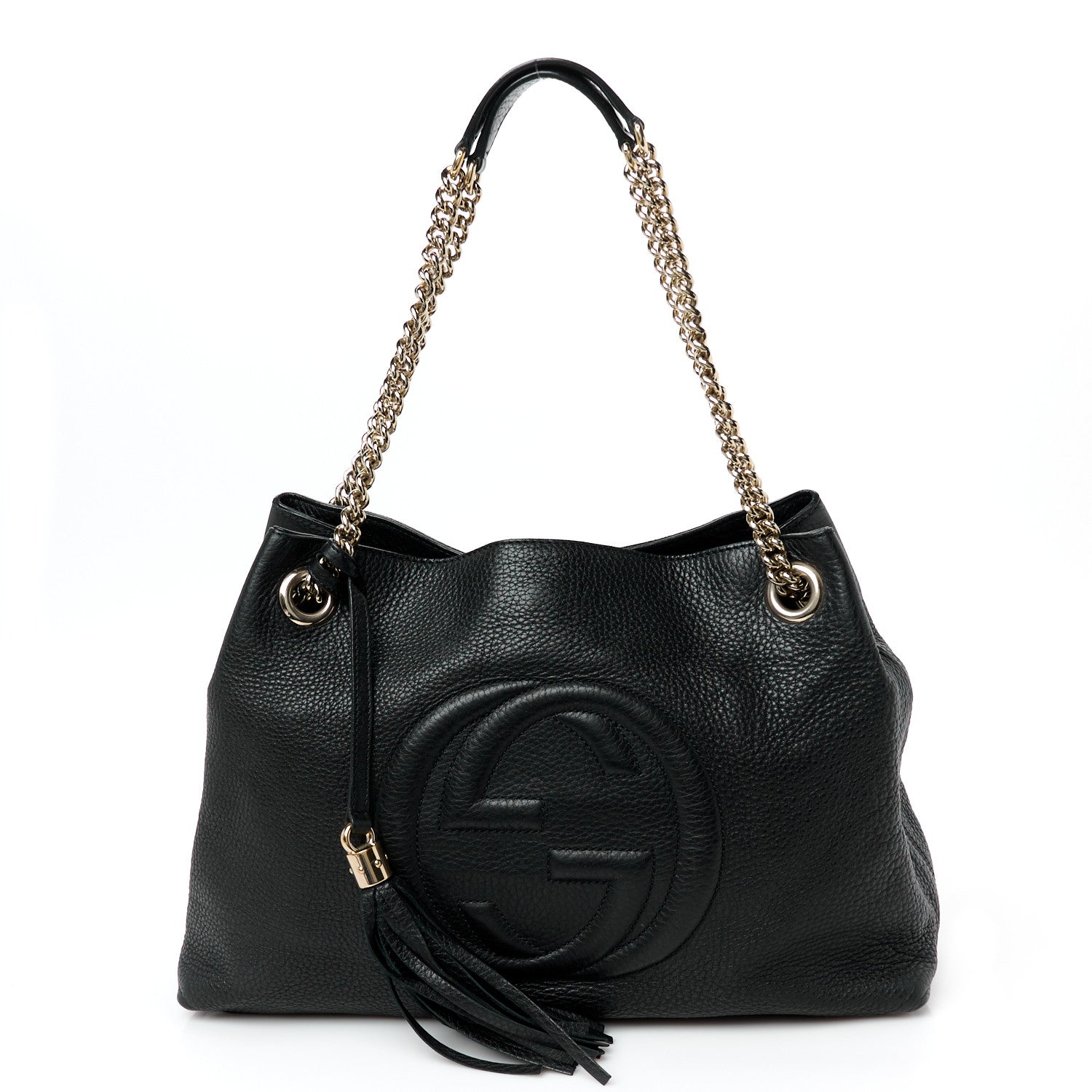 Gucci Pebbled Calfskin Medium Soho Chain Shoulder Bag Black 1 of 11